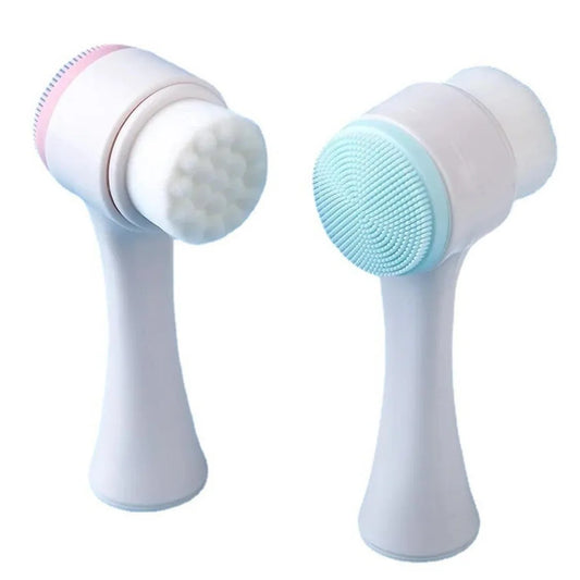 Brosse nettoyante pour le visage en silicone double face - Exfoliant doux