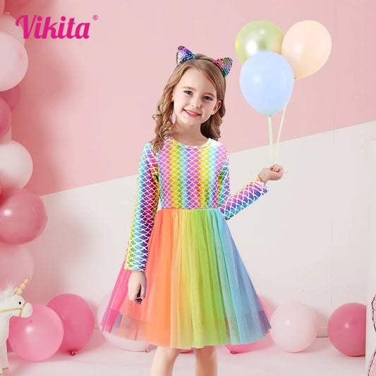 Colorful VIKITA Girls' Party Dress