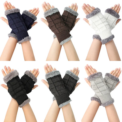 Fleece Knitted Fingerless Arm Warmers - Wool Warm & Fashionable for Women