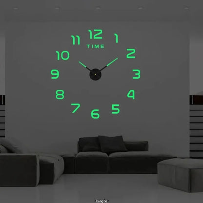 Large 3D DIY Quartz Wall Clock with Acrylic Mirror Stickers