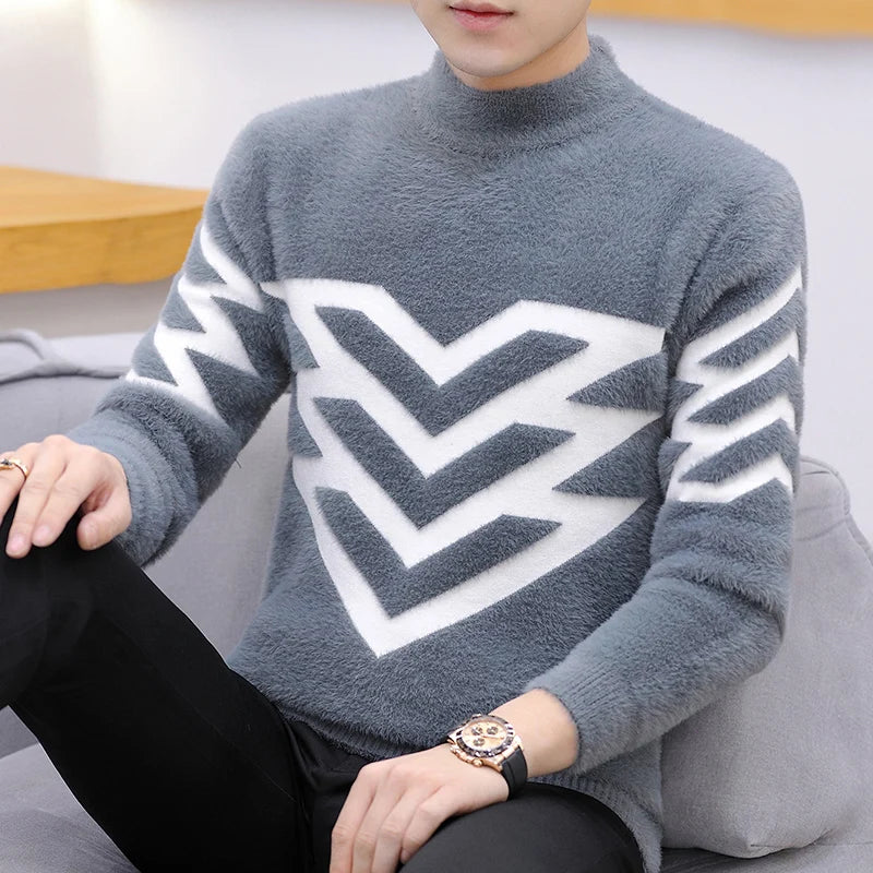 Men Fashion Heavy Knit Turtleneck Sweater