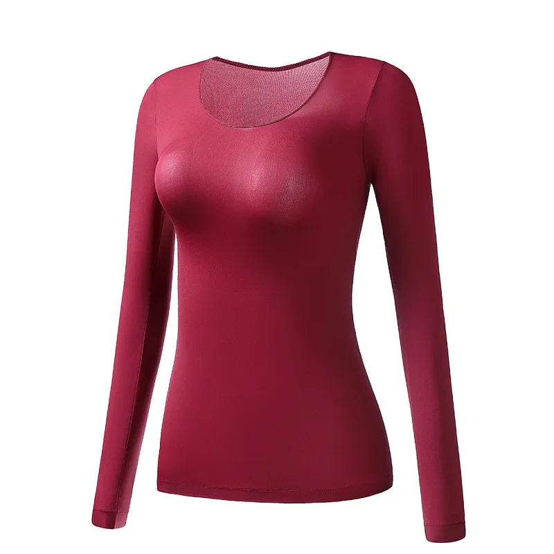 T-shirt thermique à manches longues pour femme - Couche de base d'hiver