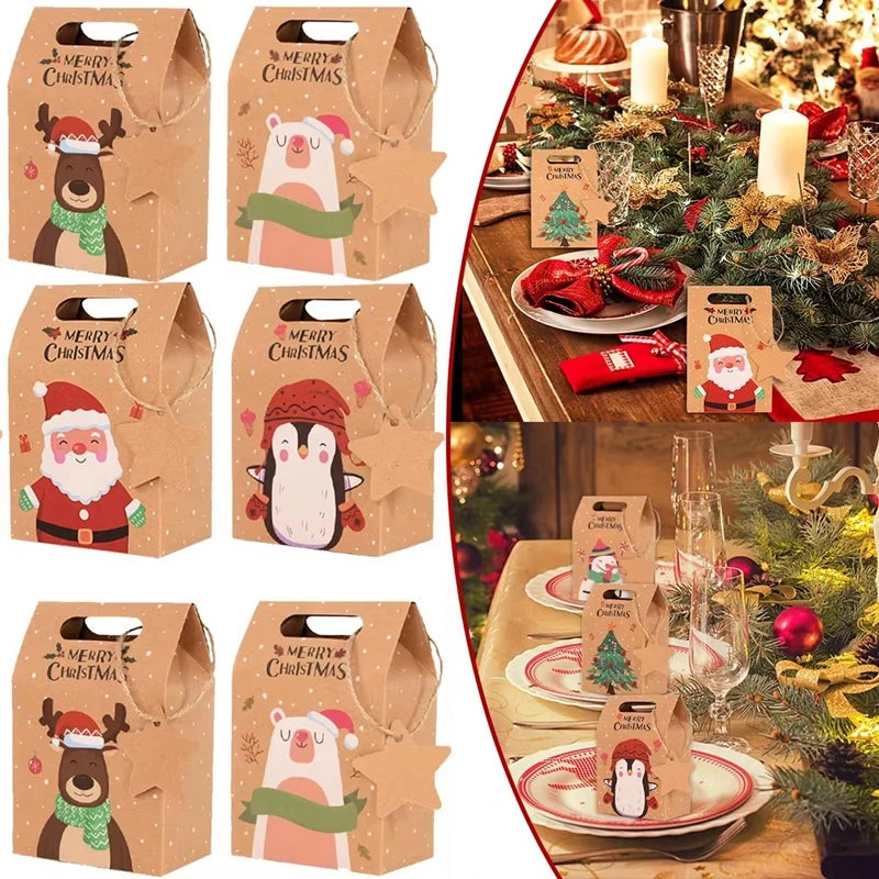 6/12/24pcs Christmas Kraft Candy Gift Boxes