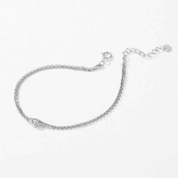 925 Silver Double Layer Link Bracelet