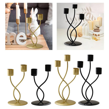 Metal Candle Holder - Table Centerpiece for Mantel