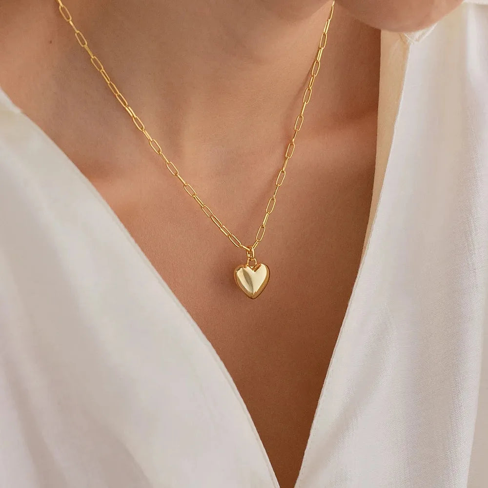 Collier pendentif amour en forme de cœur géométrique pour couples