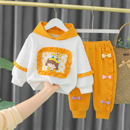 Spring Autumn Toddler Girls 2-Piece T-Shirt and Pants Set - Casual Kids Tracksuit