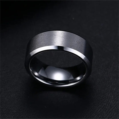 Bague unisexe en acier inoxydable noir mat