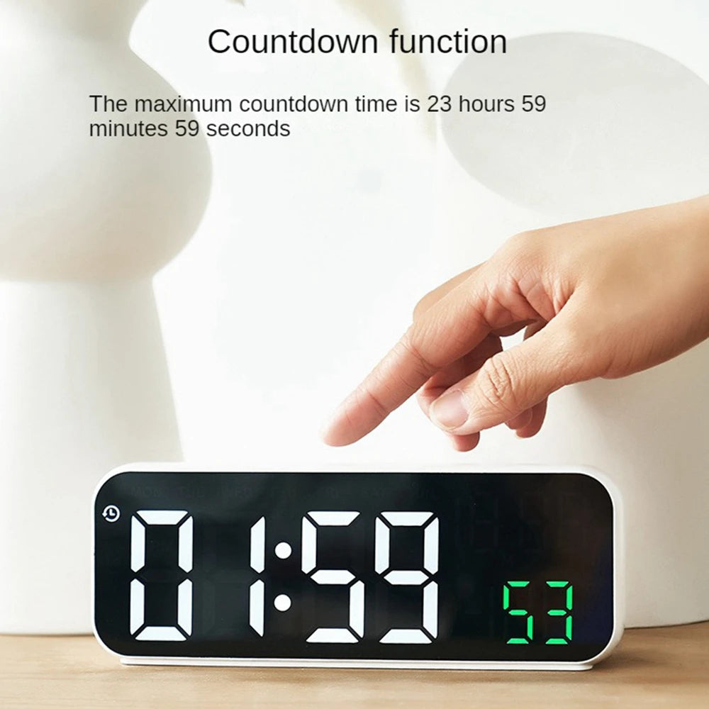 LED Digital Alarm Clock with Temperature & Voice Control