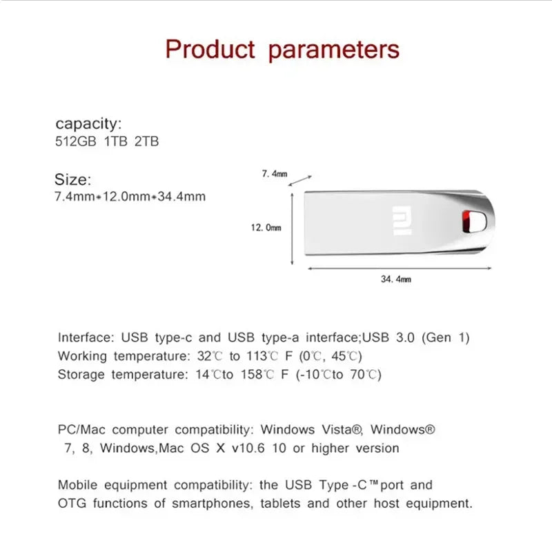 Xiaomi Metal USB 3.0 Flash Drive - 512GB to 2TB