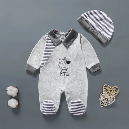 Cartoon Striped Jumpsuit for Newborn Baby