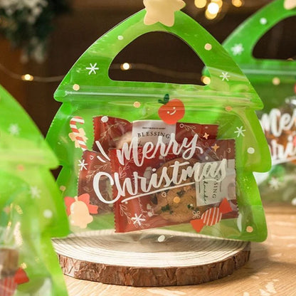 10pcs Christmas Zipper Gift Bags - Candy & Cookies