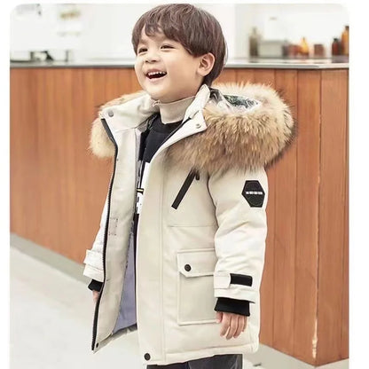 Kids' Fur Hooded Winter Jacket