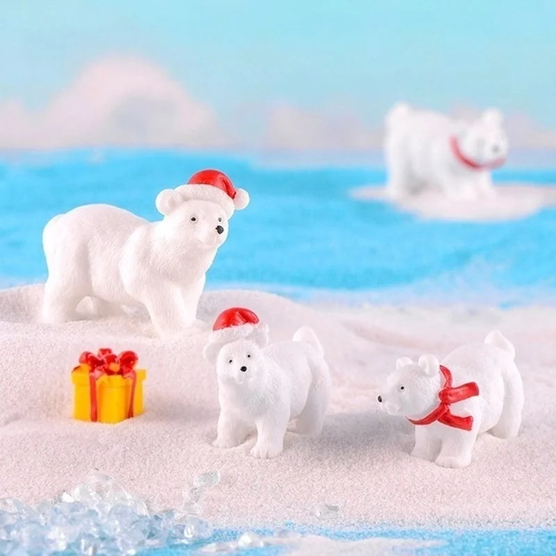 3 Stück Tier Miniatur Weihnachts Eisbär Figuren - Garten DIY Dekor