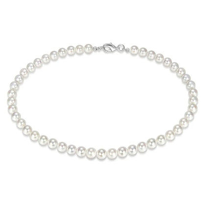 Collier ras du cou en chaîne de perles blanches