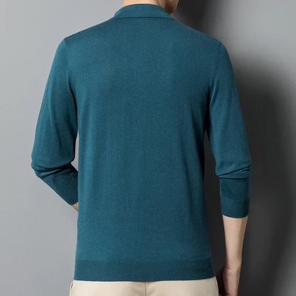 Pull en laine à manches longues de couleur unie pour hommes