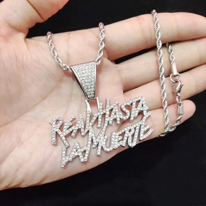 Collier avec pendentif lettre Hip Hop pour hommes et femmes