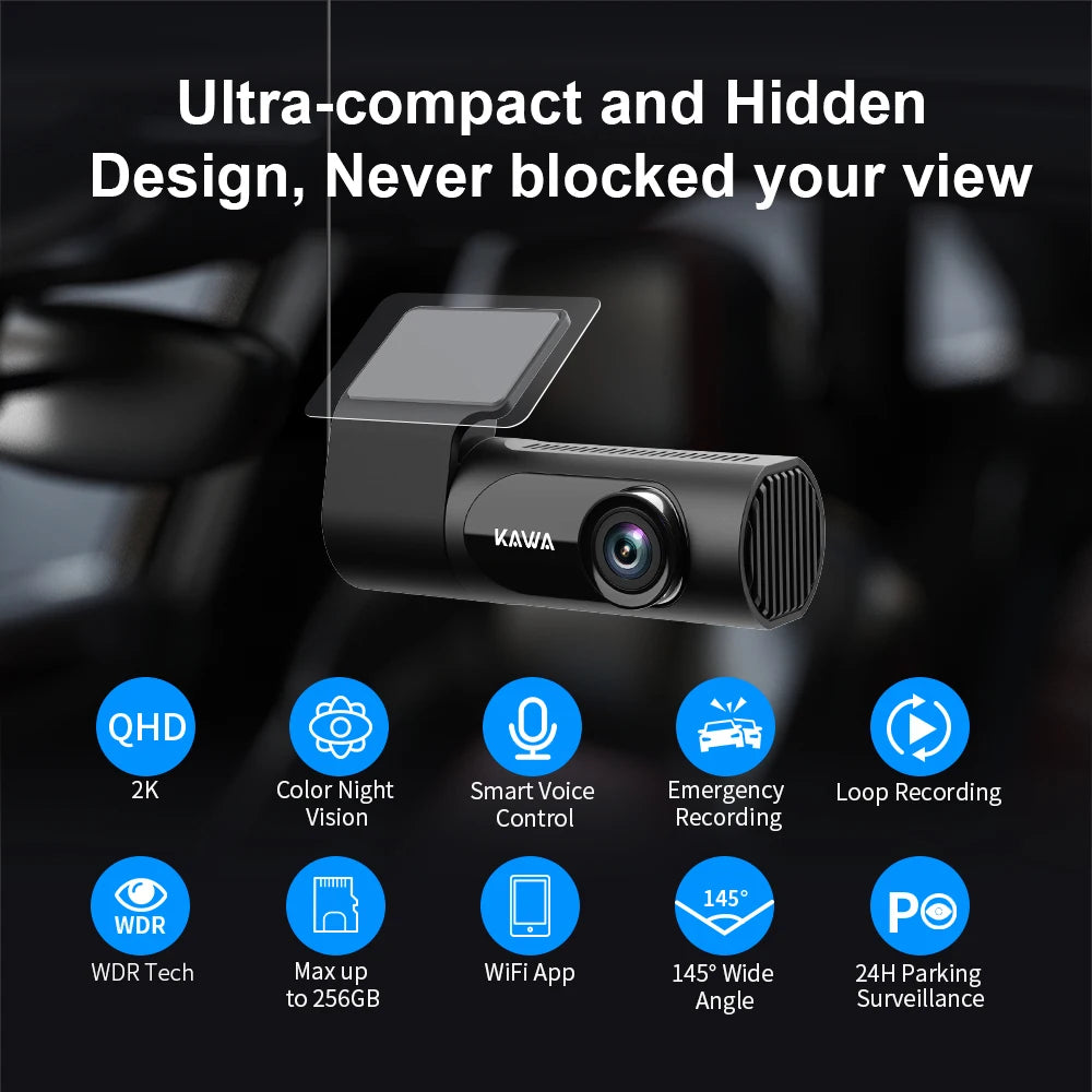 D6 Dash Cam 1440P with Voice Control - Night Vision & 24H Parking Mode