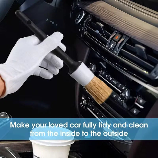 Boar Hair Bristle Brush for Car Exterior and Interior Cleaning