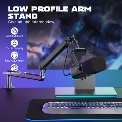 Adjustable Low-profile Microphone Stand with Cable Management