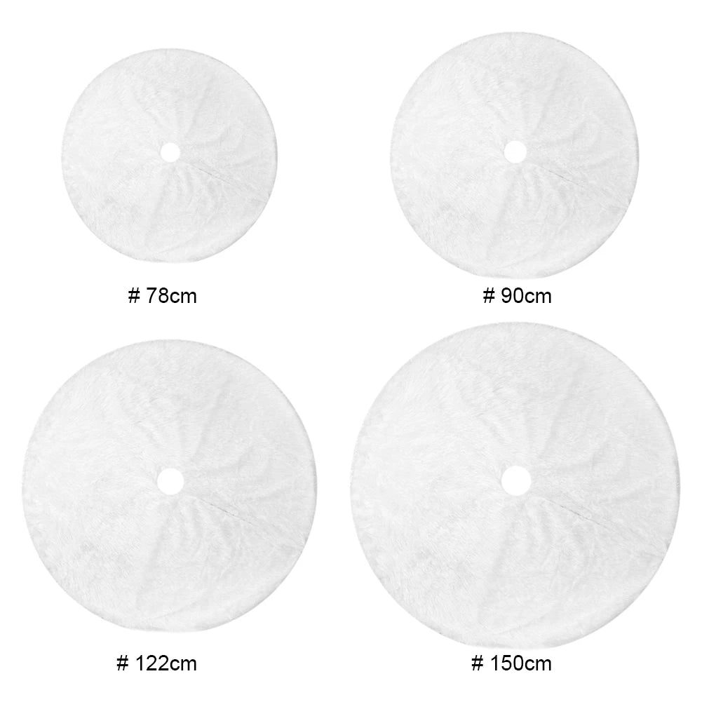 White Plush Christmas Tree Skirt Festive Base Decoration