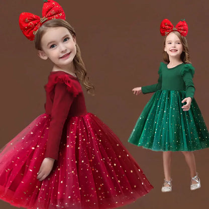 Robe de soirée à manches volantes pour petites filles