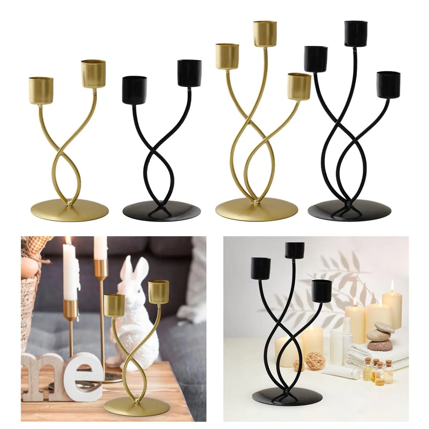 Metal Candle Holder - Table Centerpiece for Mantel