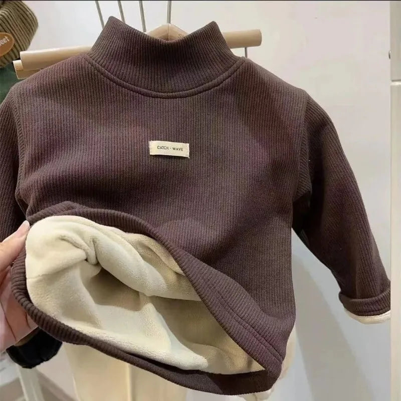 Pull à manches longues et col mi-haut pour enfants automne-hiver