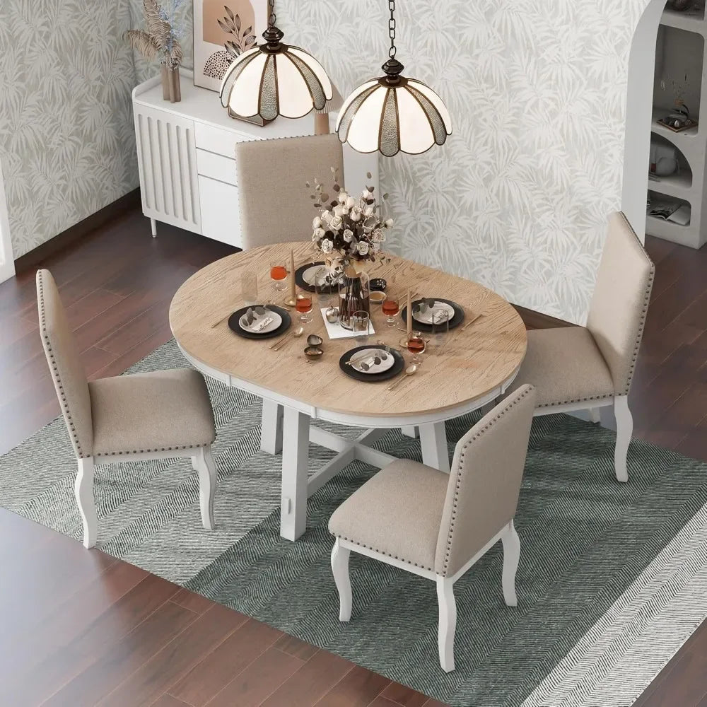 5-Piece White Dining Table Set