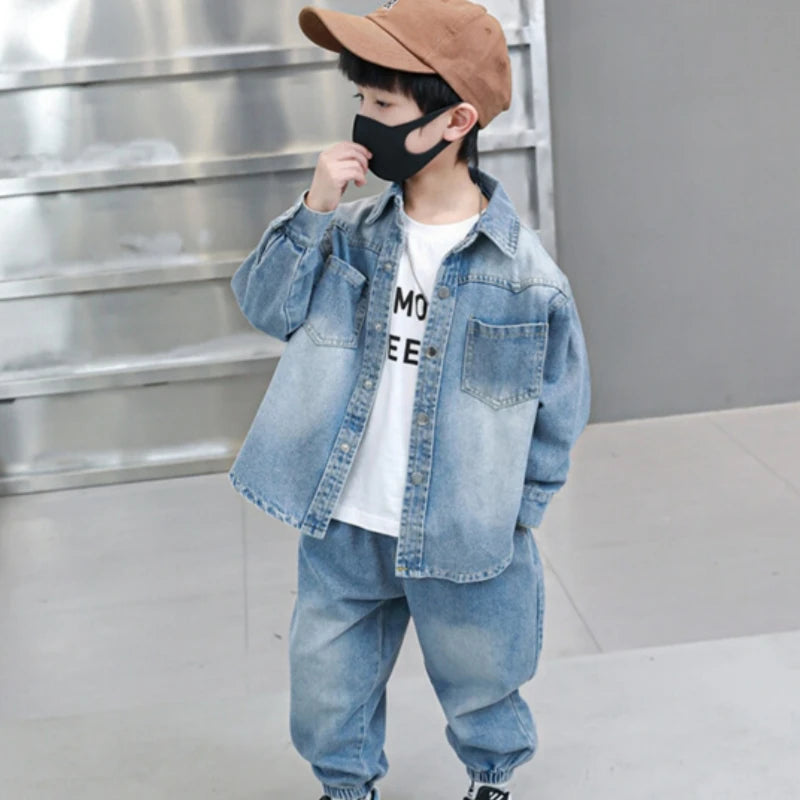 Boys Denim Jacket & Casual Outfit Set