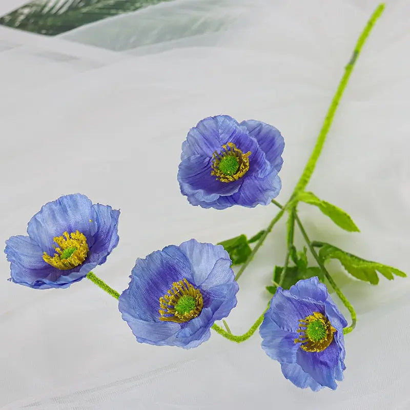 Poppy Silk Flowers - Long Stem for Home