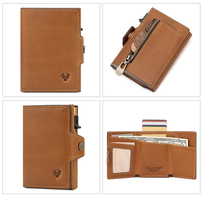 New Automatic Card Holder Genuine Leather Wallet