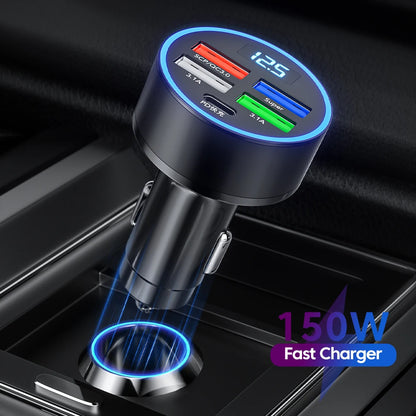 Chargeur de voiture 150 W à 5 ports – Charge ultra rapide PD QC3.0 USB C