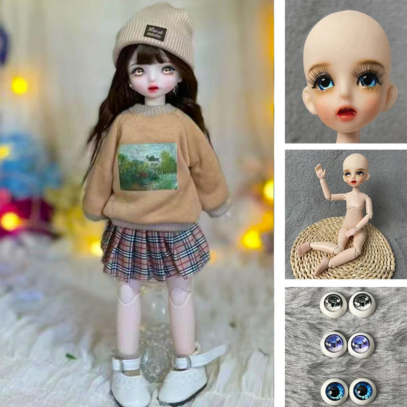 Poupée BJD 30 cm 1/6, ensemble complet avec 3 paires d'yeux – Jouet tendance et mignon pour filles