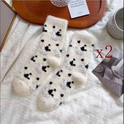 Plüschsocken aus Korallenfleece für Damen – rutschfeste, warme Bodensocken aus Strick