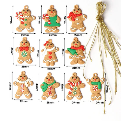 12 Assorted Plastic Gingerbread Man Ornaments for Tree Decor