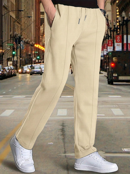High Waist Men's Waffle Suit Pants