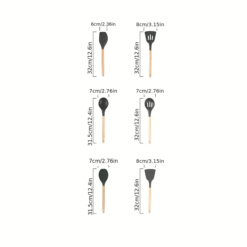Wooden Handle Heat Resistant Kitchen Utensils Set