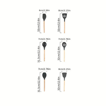 Wooden Handle Heat Resistant Kitchen Utensils Set