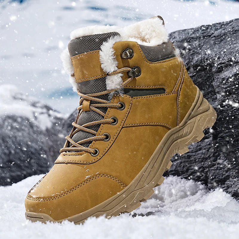 Men's Waterproof Leather Winter Snow Boots