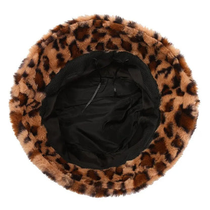 Women's Leopard Print Winter Bucket Hat