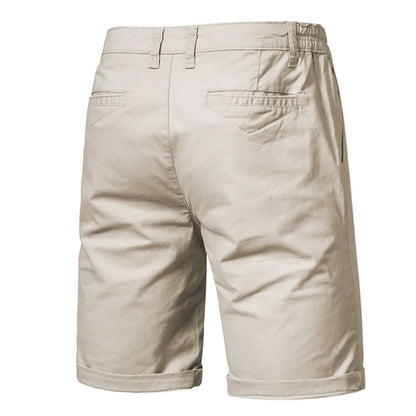 High-Quality Elastic Waist Men's Cotton Solid Beach Shorts