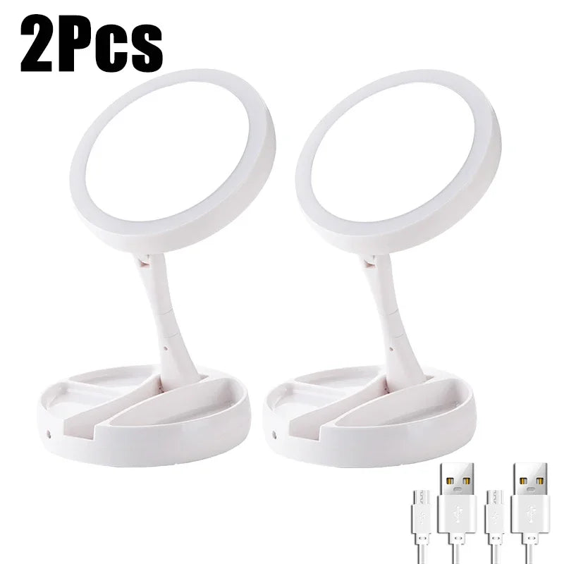 Miroir de courtoisie de maquillage à LED amovible