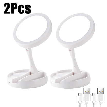 Miroir de courtoisie de maquillage à LED amovible