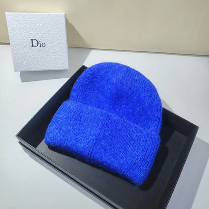 Women's Winter Knitted Beanie - Warm Cashmere Wool & Rabbit Fur Ski Hat