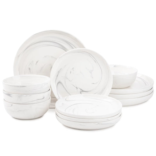 Grey Marble Stoneware Dinnerware Set - 12 Pieces