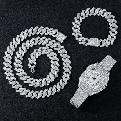 Hip Hop Bling Set Miami Cuban Link Chain