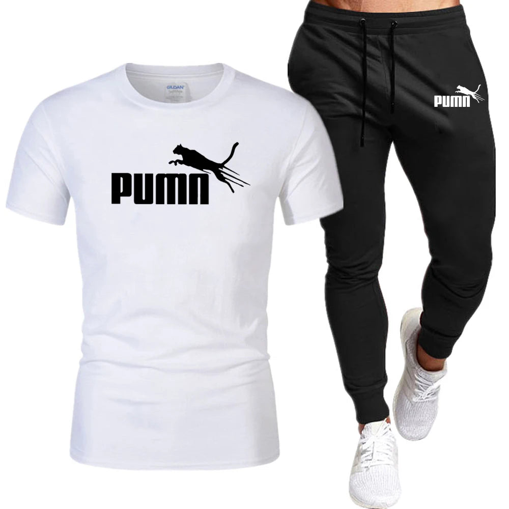 Summer Cotton T-Shirt and Pants Set for Men