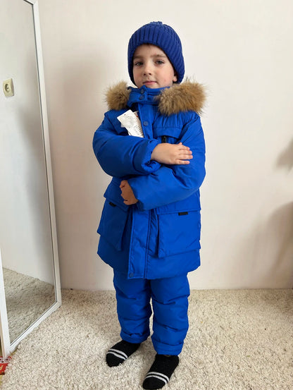 Boy Baby Overalls Winter Down Jacket