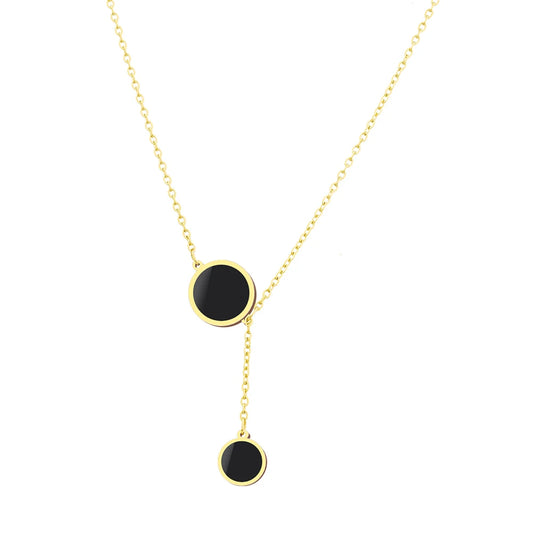 Collier pendentif rond noir vintage
